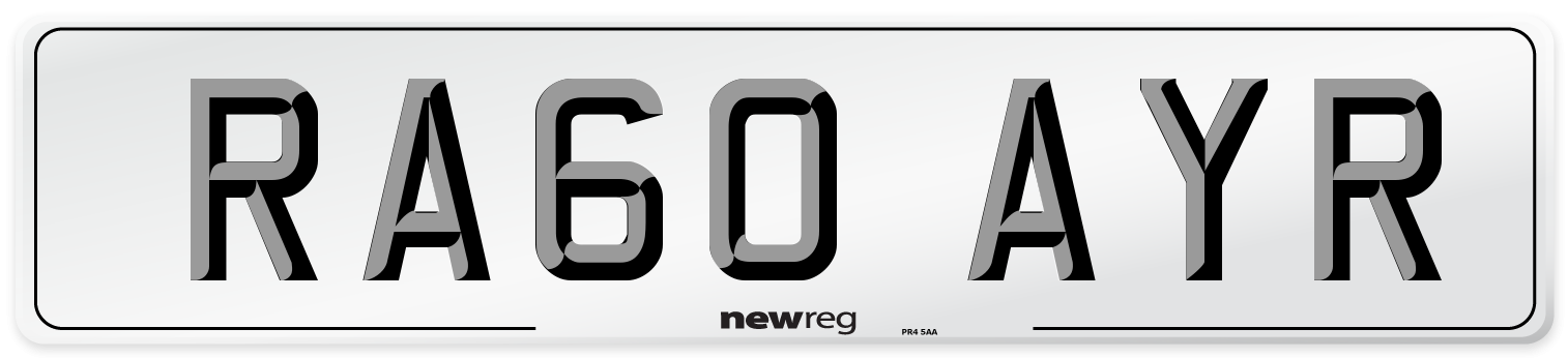 RA60 AYR Number Plate from New Reg